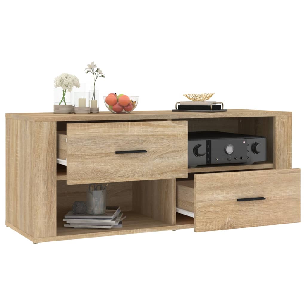 sonoma tölgyszínű szerelt fa TV-szekrény 100 x 35 x 40 cm