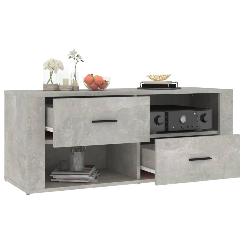 betonszürke szerelt fa TV-szekrény 100x35x40 cm