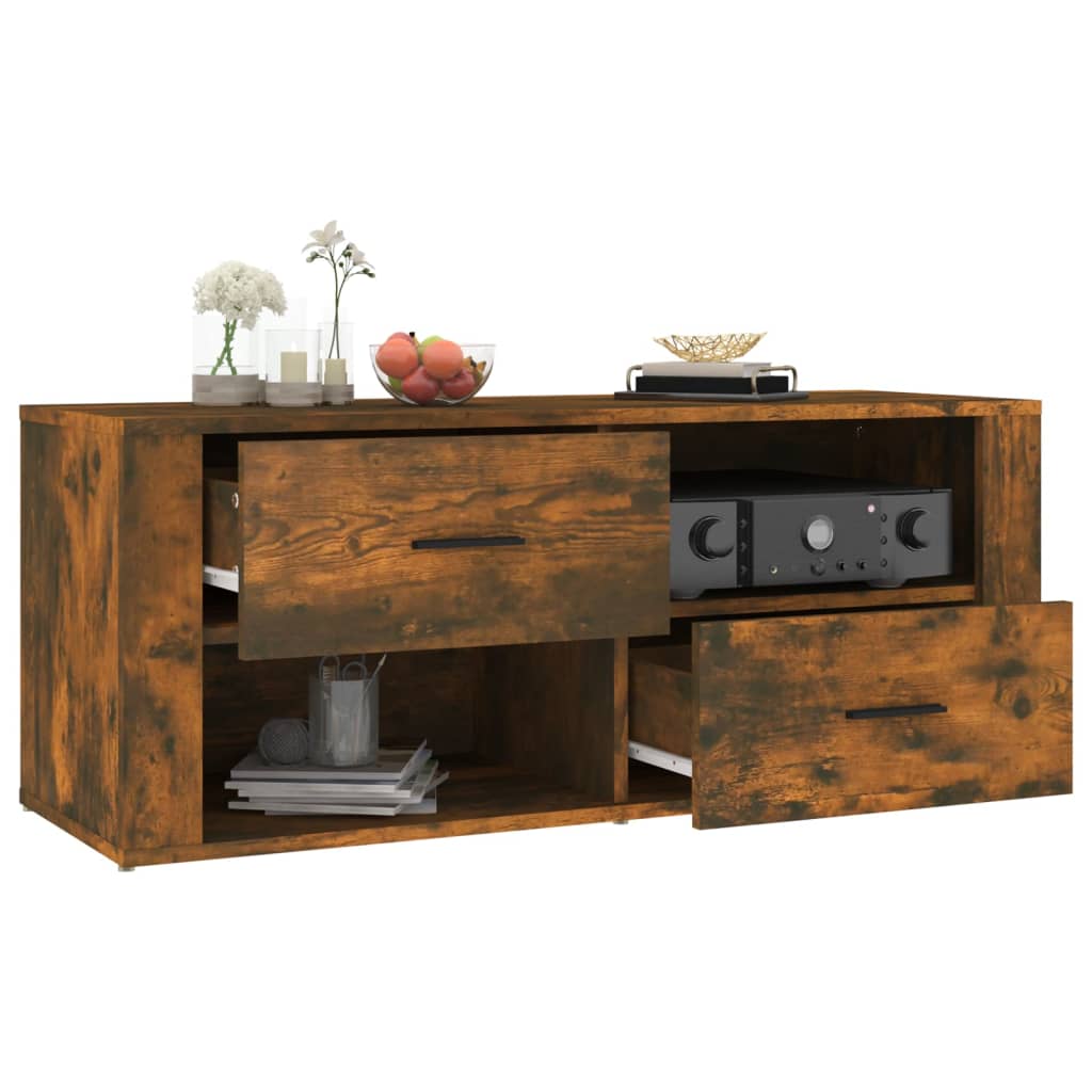 füstös tölgy színű szerelt fa TV-szekrény 100 x 35 x 40 cm