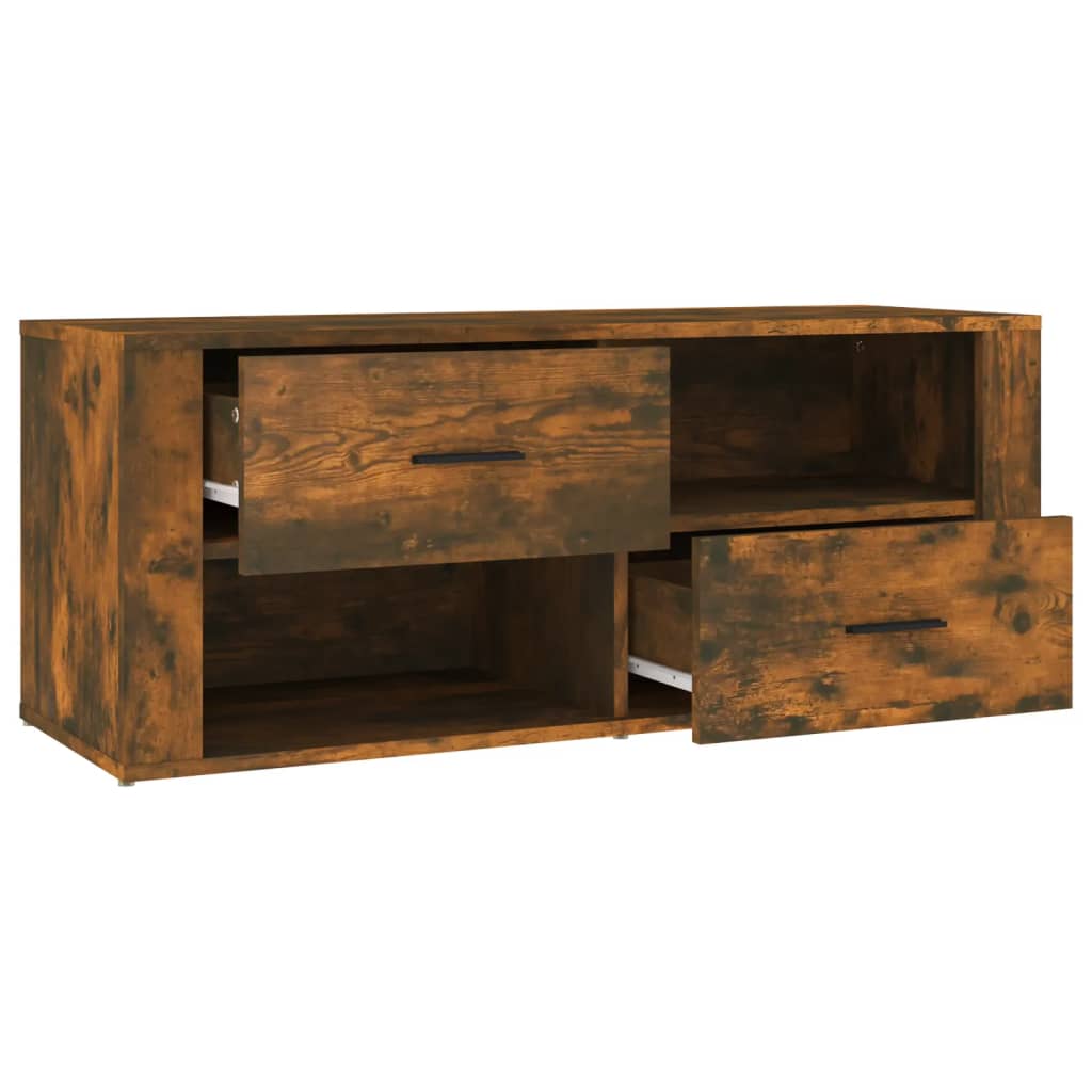 füstös tölgy színű szerelt fa TV-szekrény 100 x 35 x 40 cm