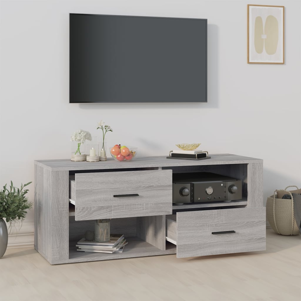 szürke sonoma színű szerelt fa TV-szekrény 100 x 35 x 40 cm