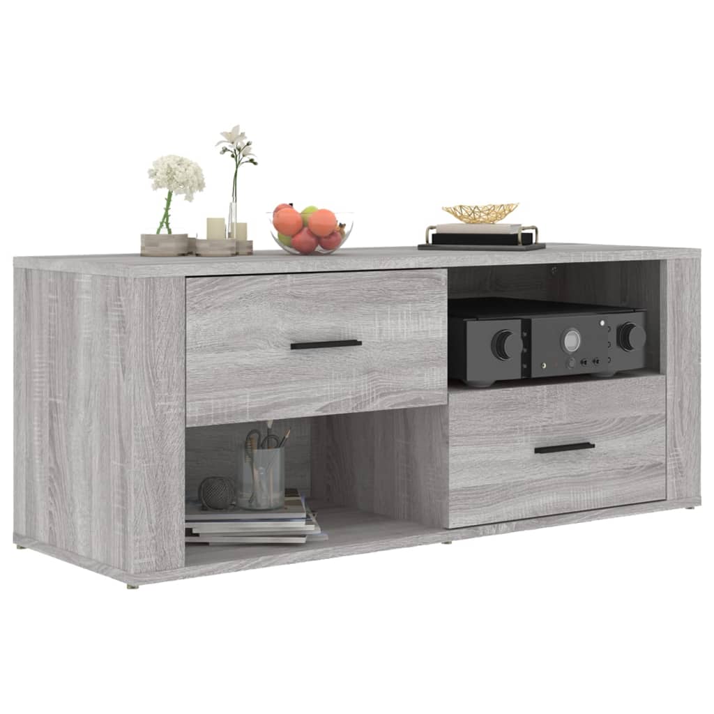 szürke sonoma színű szerelt fa TV-szekrény 100 x 35 x 40 cm