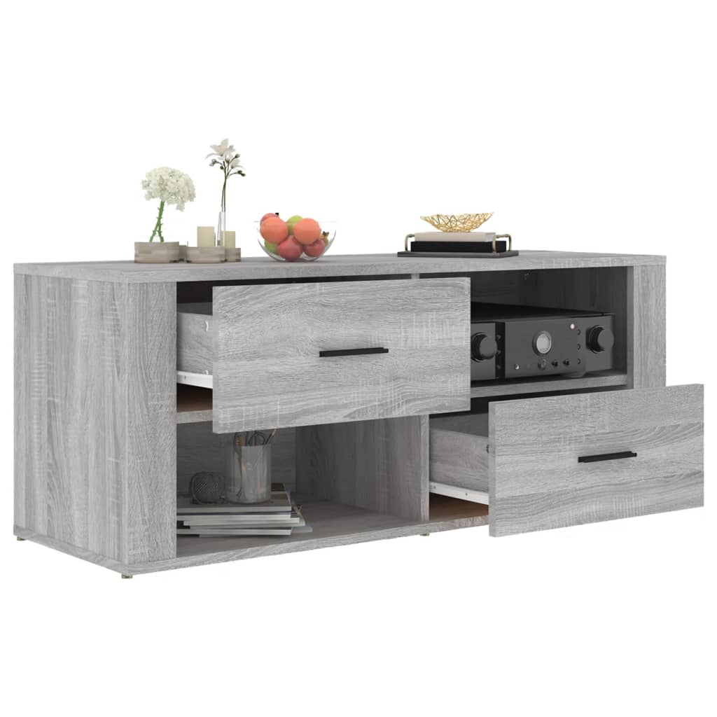 szürke sonoma színű szerelt fa TV-szekrény 100 x 35 x 40 cm