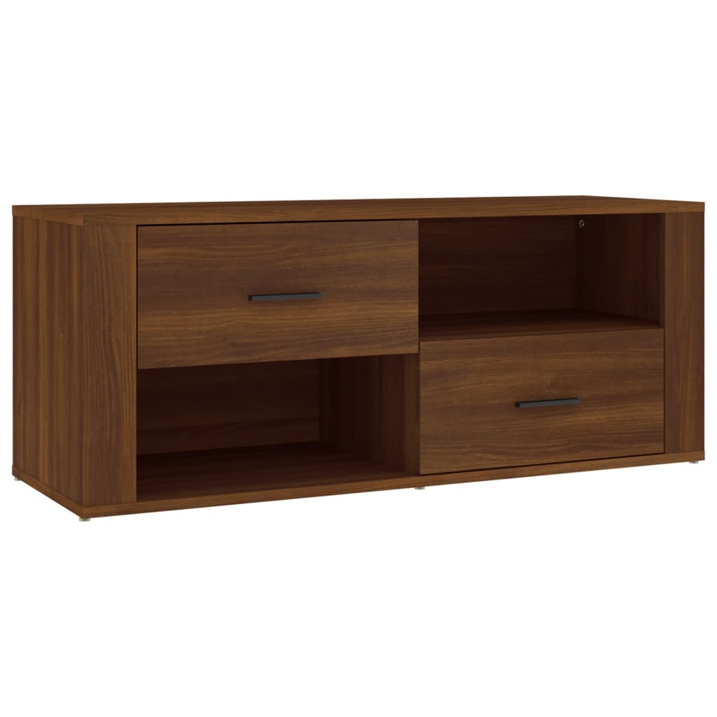 barna tölgyszínű szerelt fa TV-szekrény 100 x 35 x 40 cm