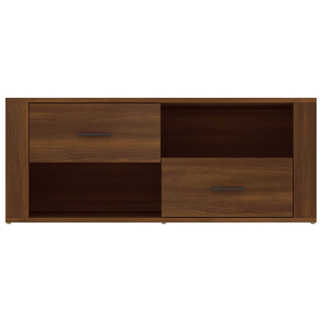 barna tölgyszínű szerelt fa TV-szekrény 100 x 35 x 40 cm