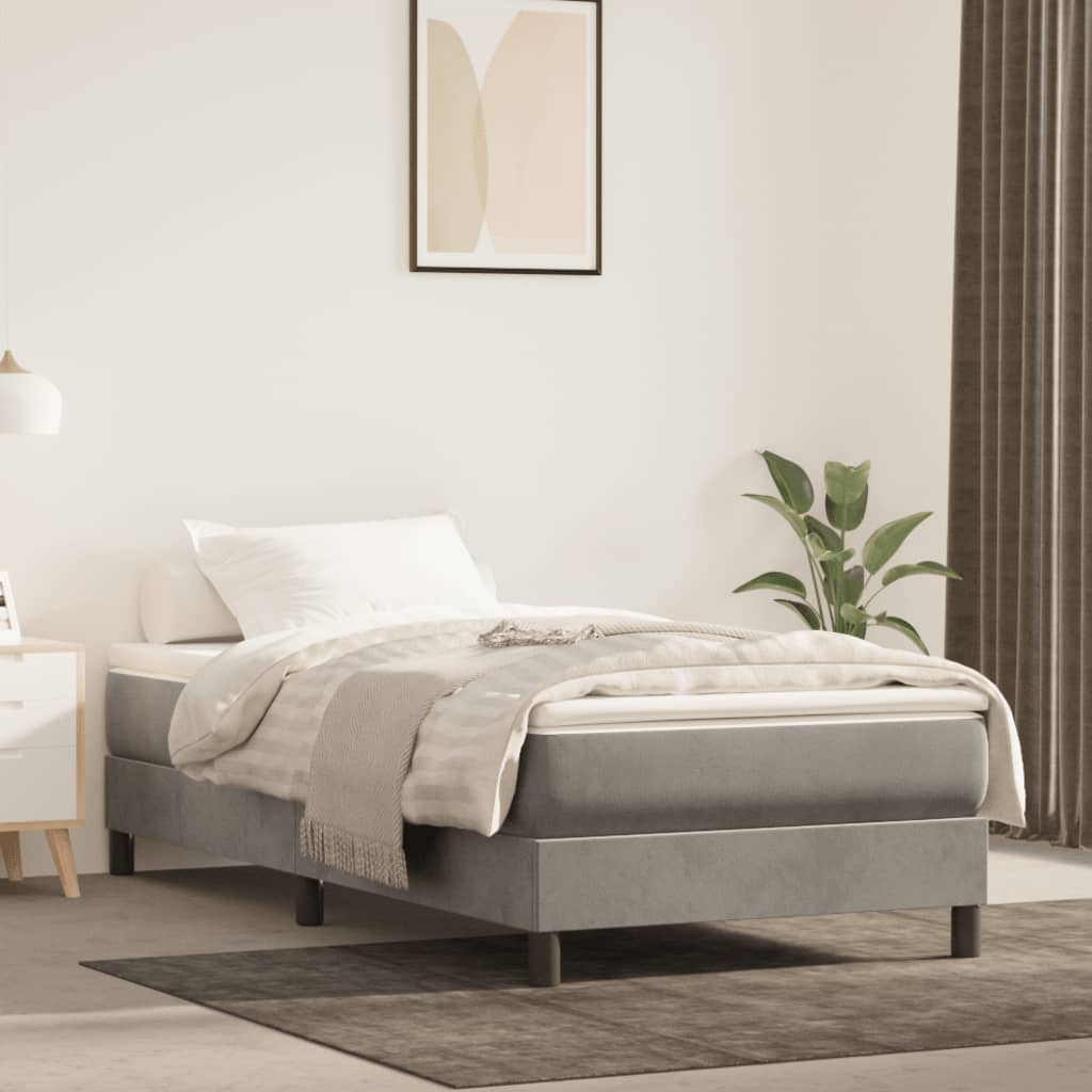 világosszürke bársony rugós ágykeret 100x200 cm