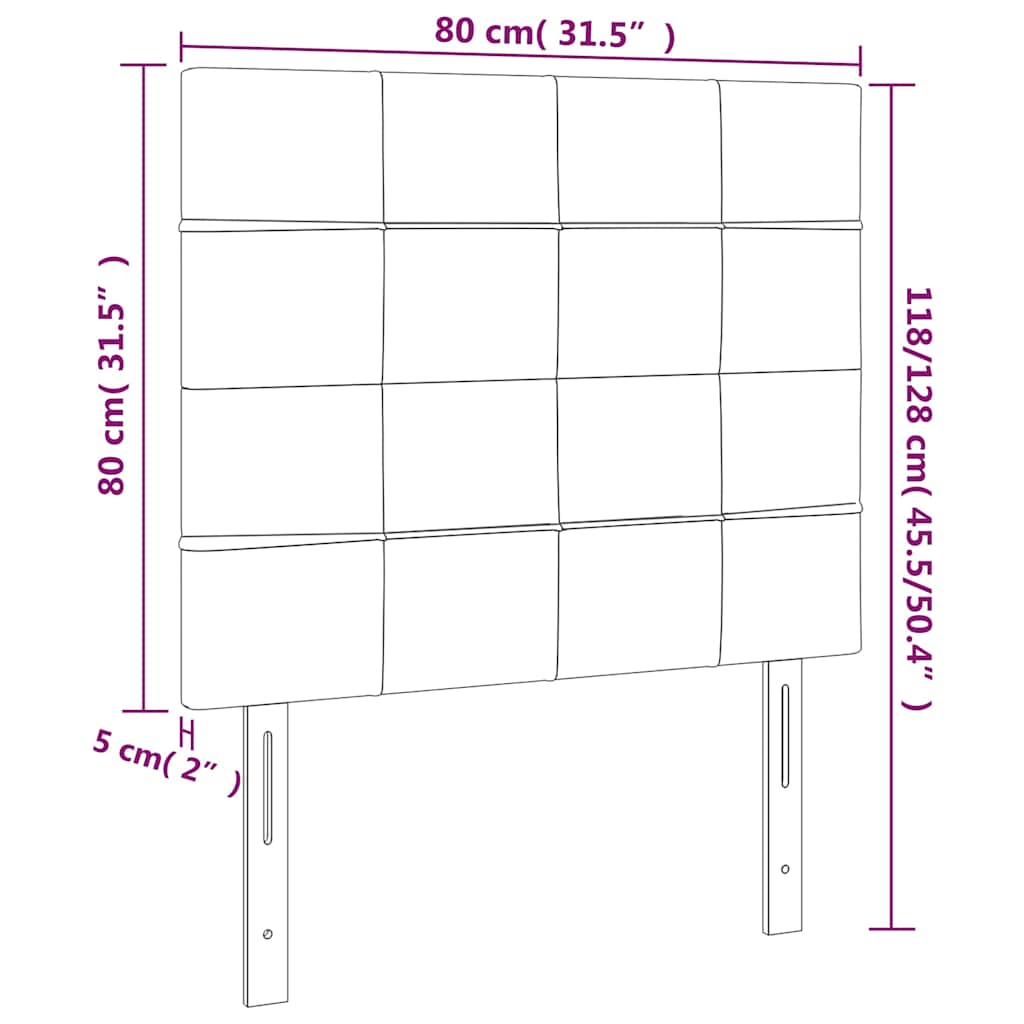 sötétbarna szövet fejtámla 80x5x118/128 cm