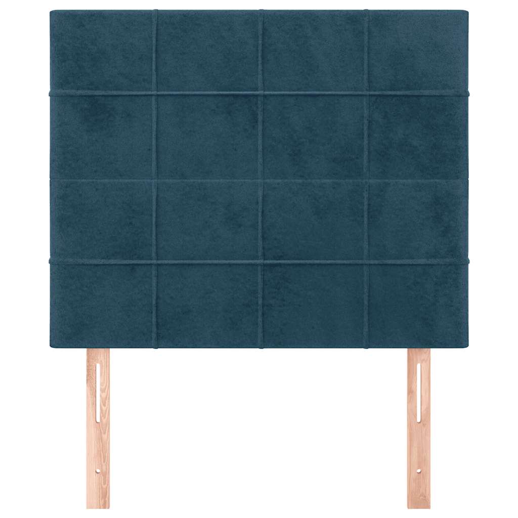 sötétkék bársony fejtámla 80x5x118/128 cm