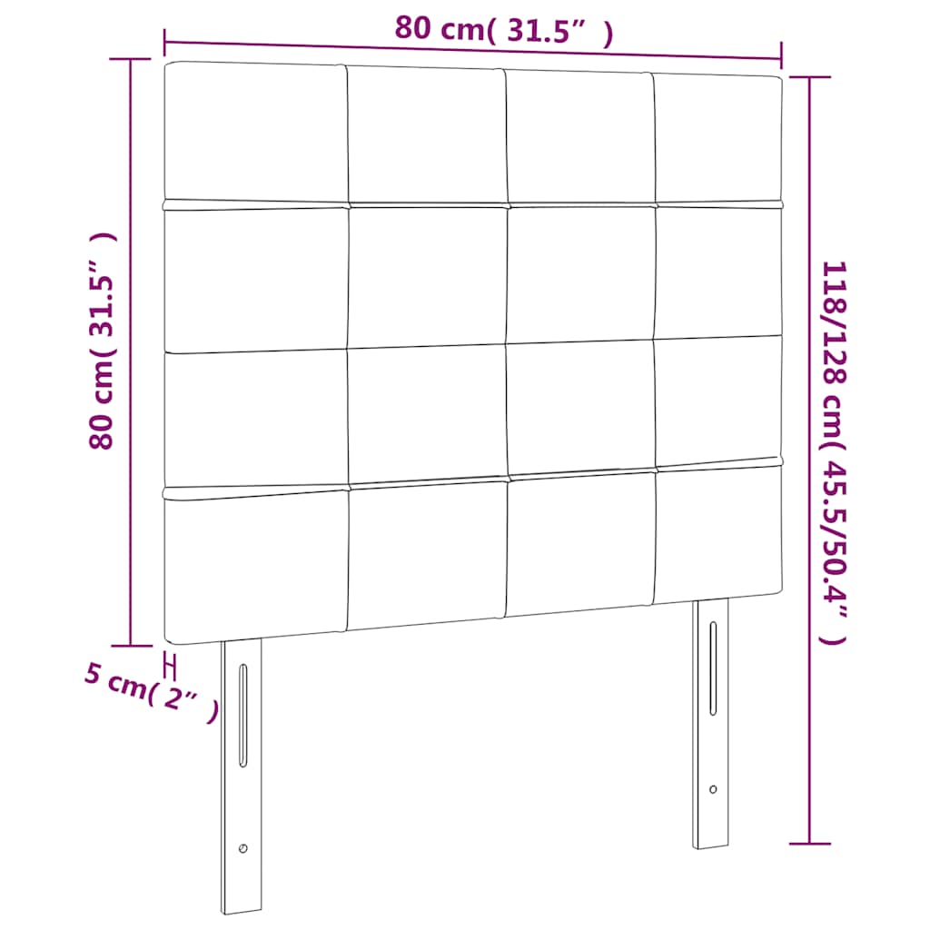 sötétkék bársony fejtámla 80x5x118/128 cm
