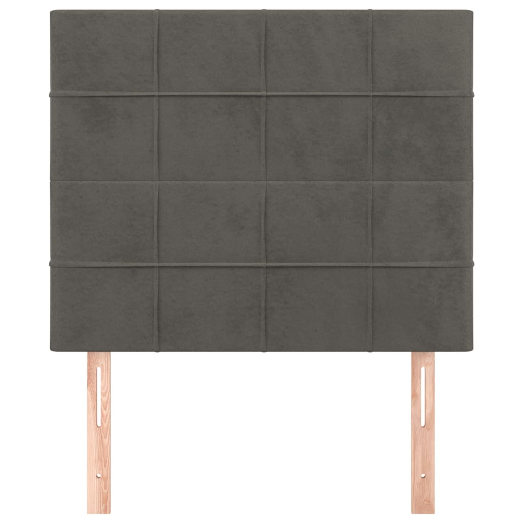 sötétszürke bársony fejtámla 90x5x118/128 cm