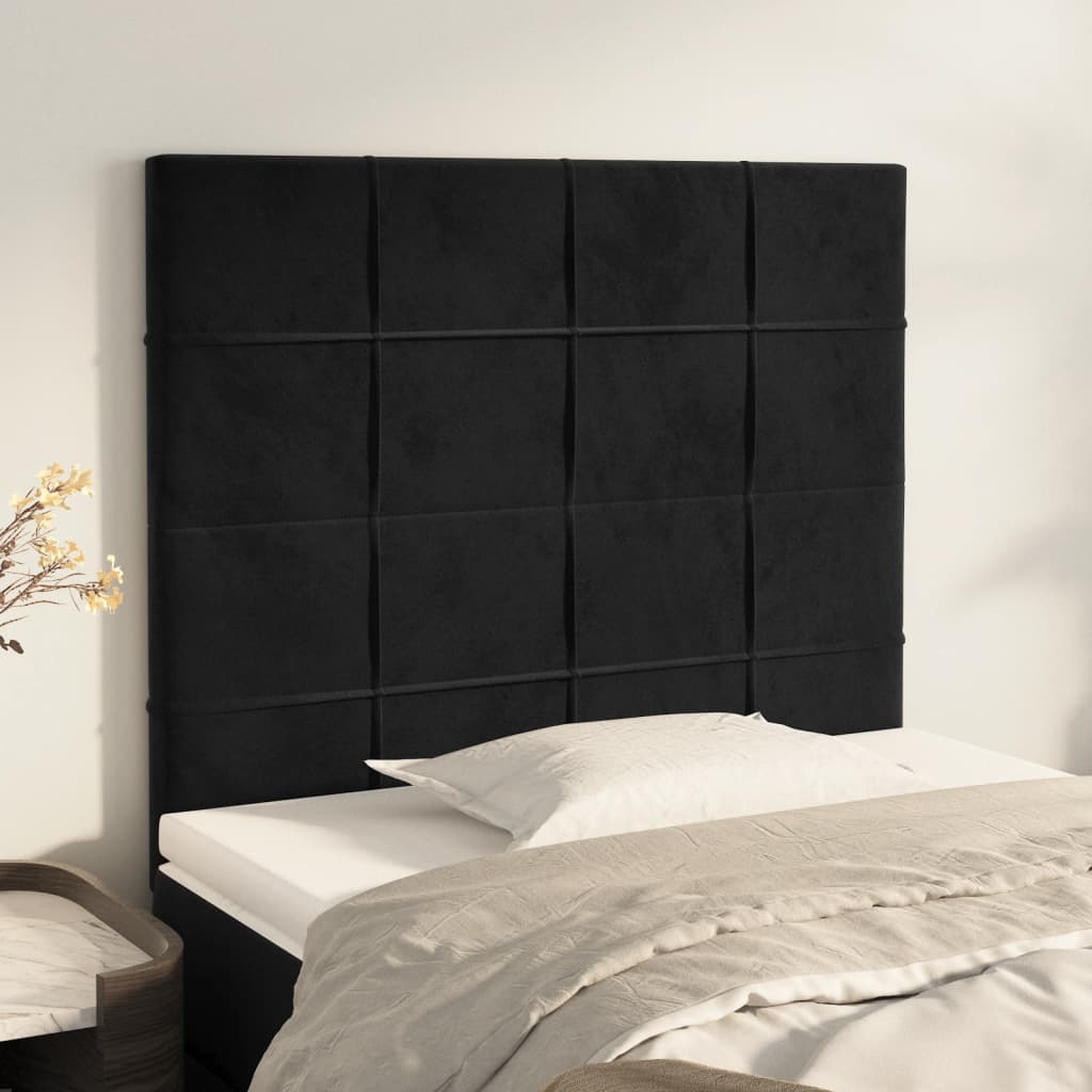 fekete bársony fejtámla 90x5x118/128 cm