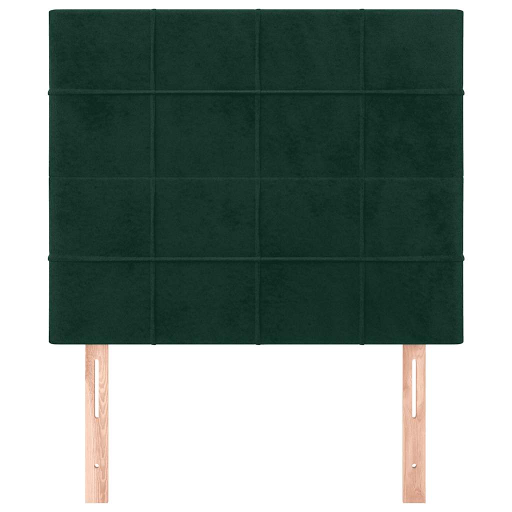 sötétzöld bársony fejtámla 90x5x118/128 cm