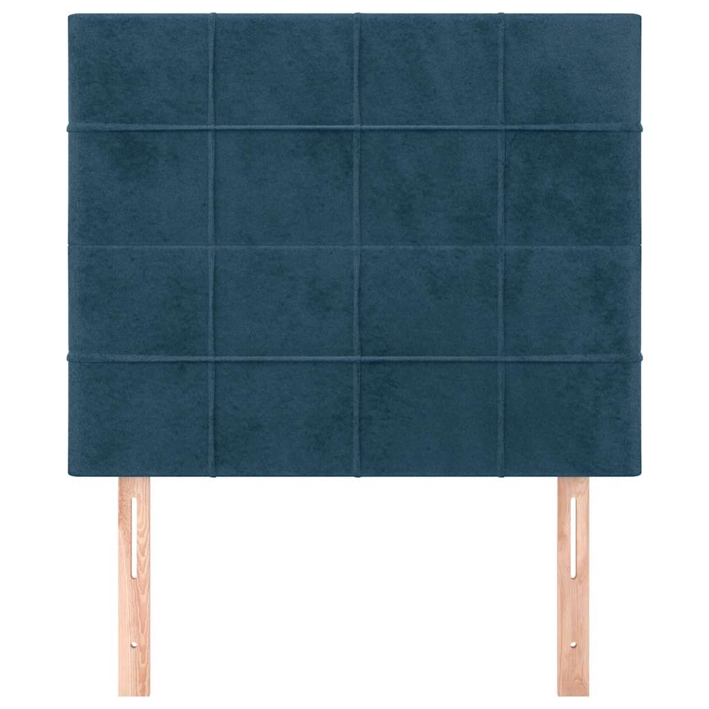 sötétkék bársony fejtámla 90x5x118/128 cm