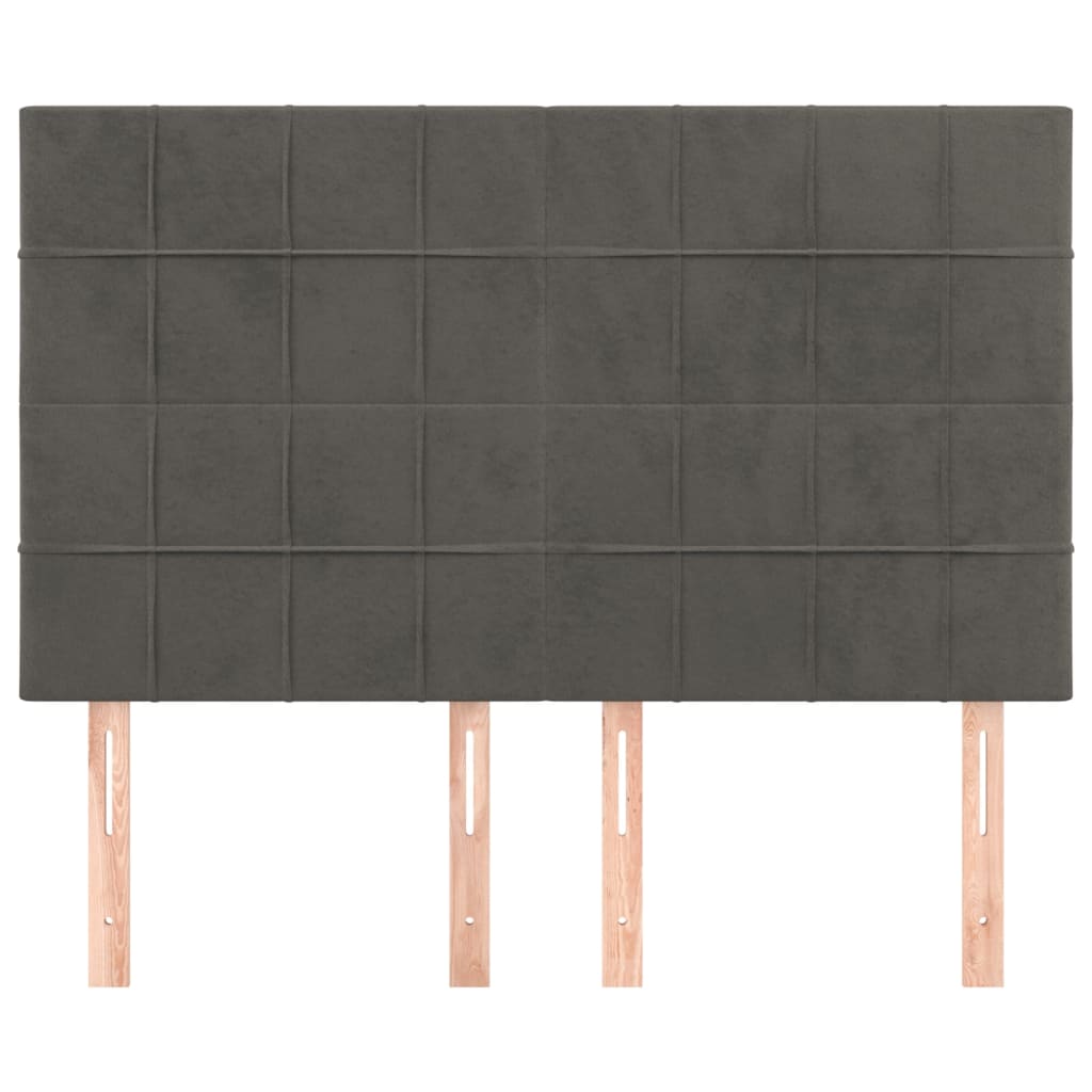 sötétszürke bársony fejtámla 144x5x118/128 cm