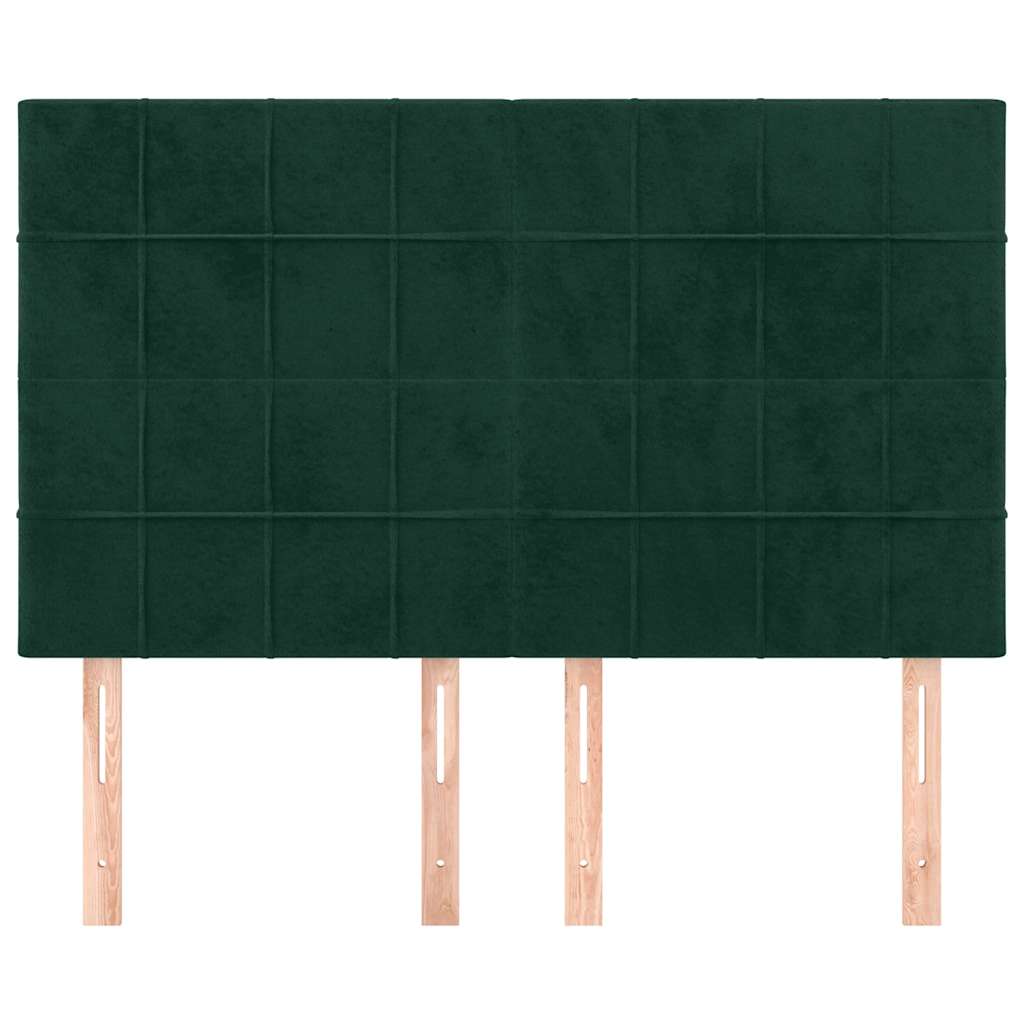 sötétzöld bársony fejtámla 144x5x118/128 cm