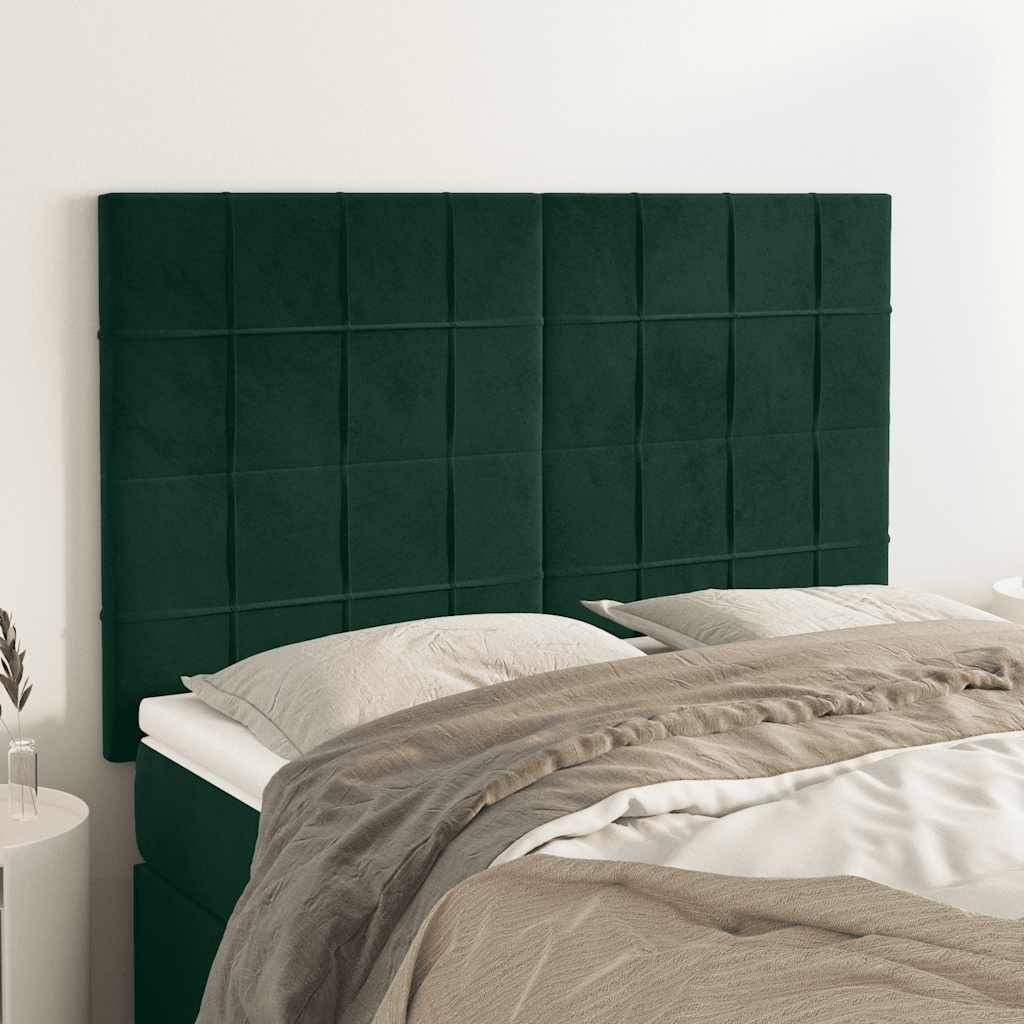 sötétzöld bársony fejtámla 144x5x118/128 cm