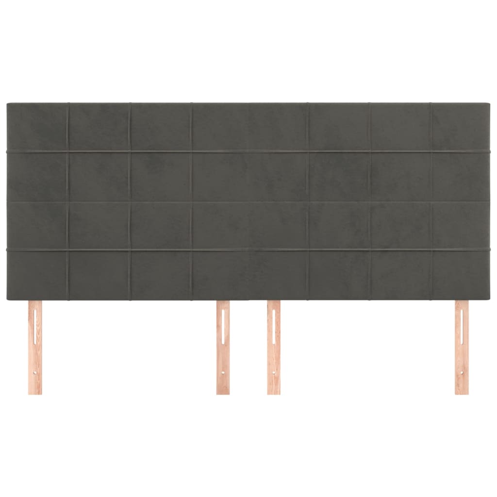 sötétszürke bársony fejtámla 160x5x118/128 cm