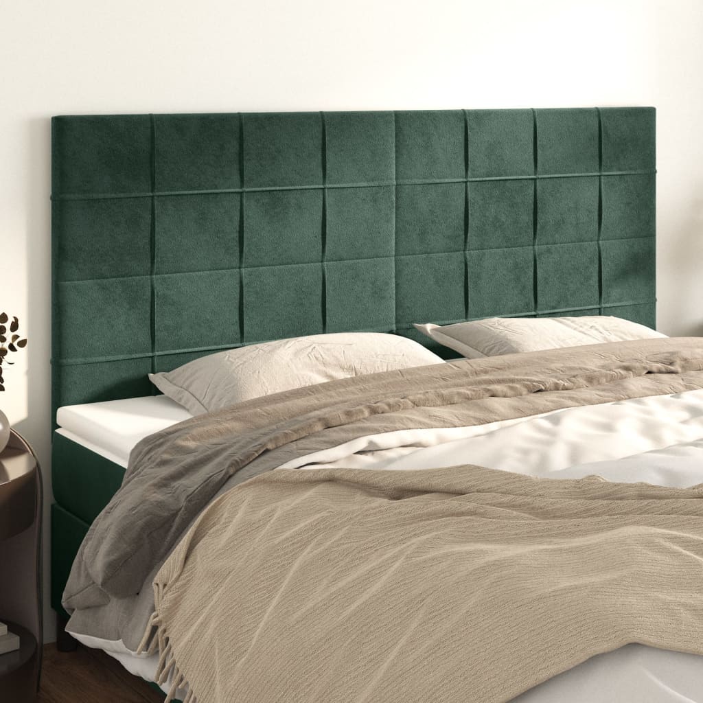 sötétzöld bársony fejtámla 160x5x118/128 cm