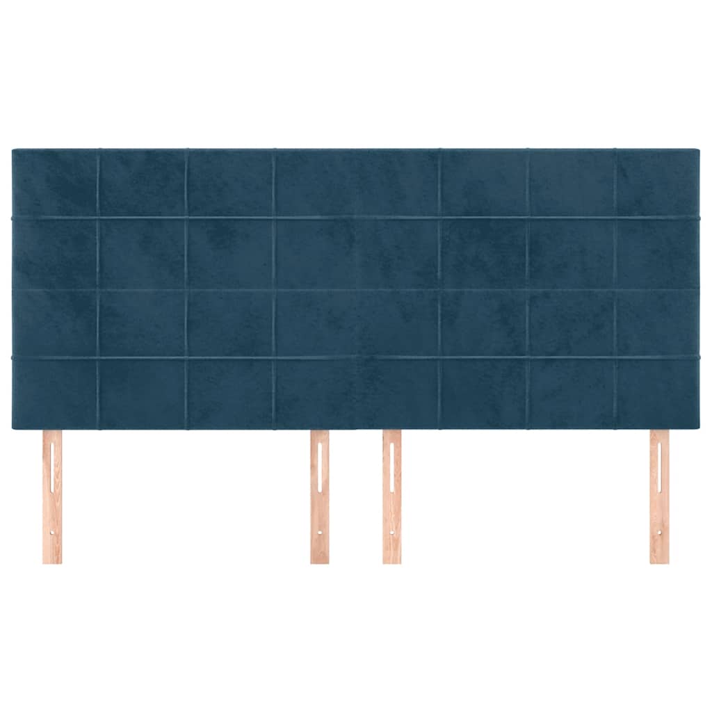 sötétkék bársony fejtámla 160x5x118/128 cm