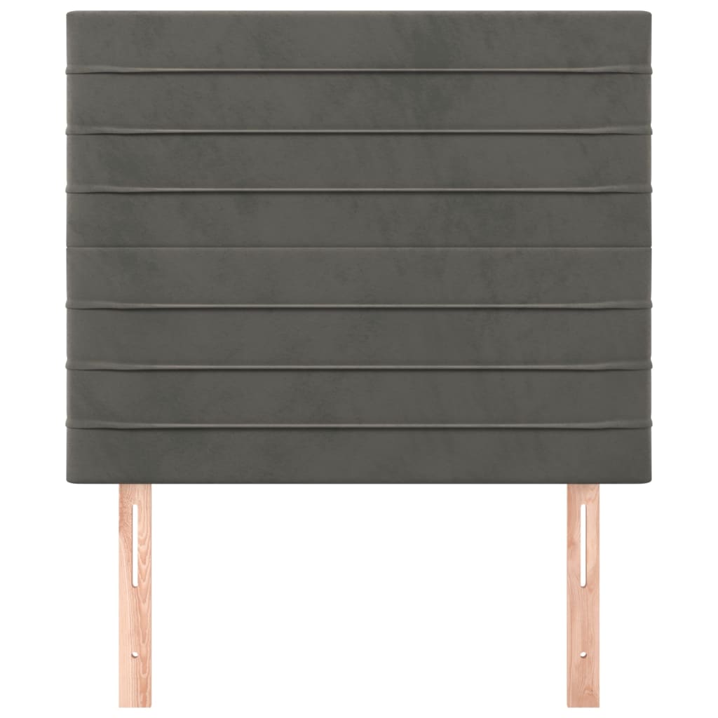 sötétszürke bársony fejtámla 100x5x118/128 cm