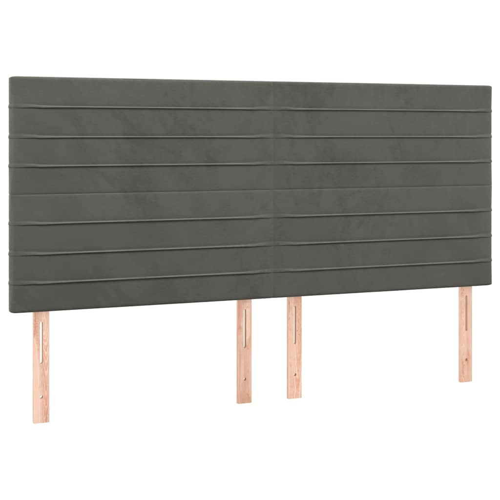sötétszürke bársony fejtámla 160x5x118/128 cm