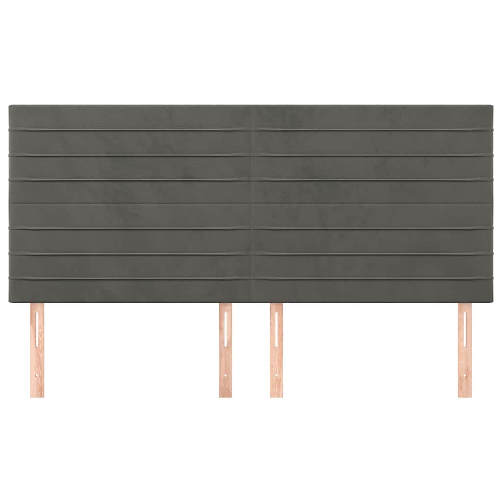 sötétszürke bársony fejtámla 160x5x118/128 cm