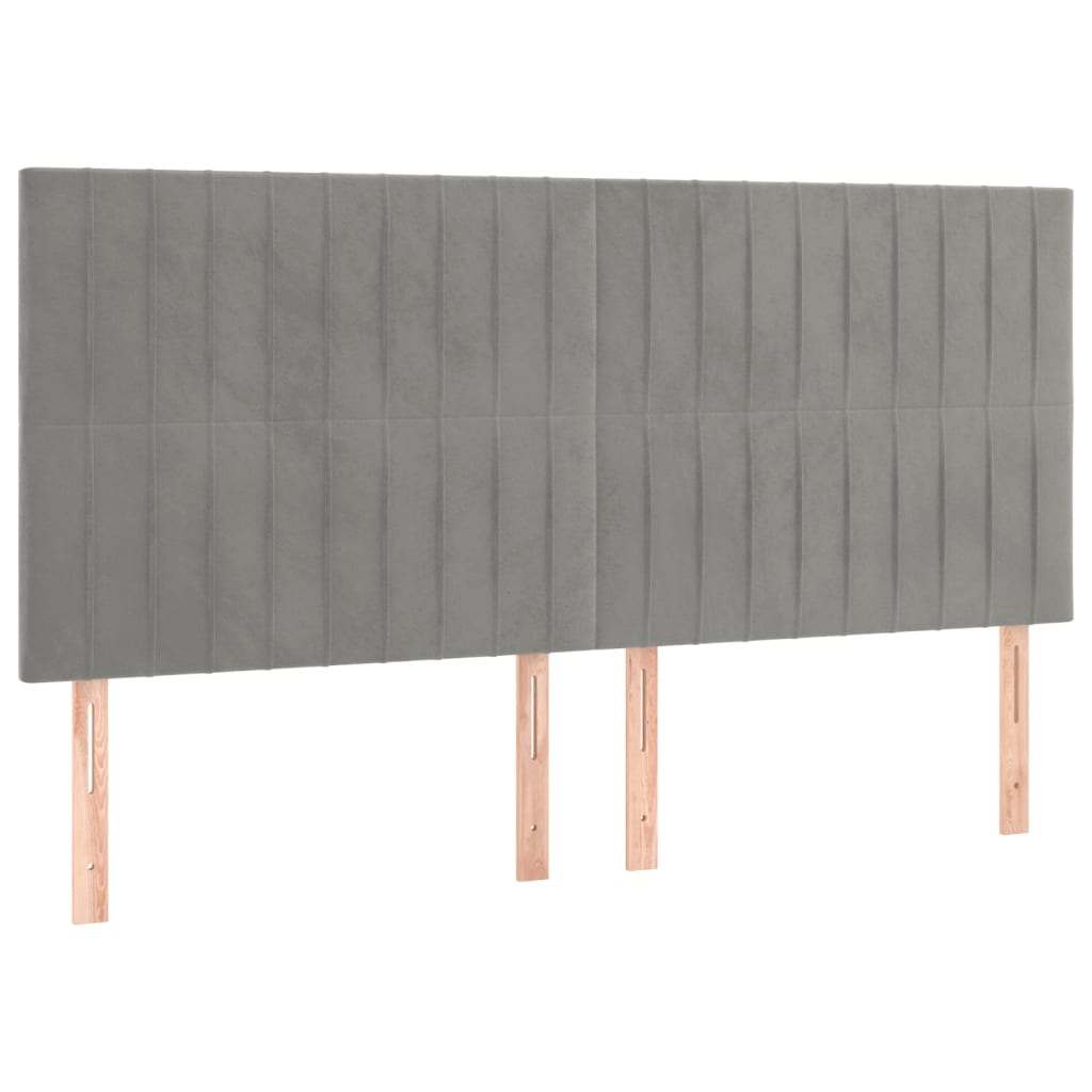 világosszürke bársony fejtámla 160x5x118/128 cm