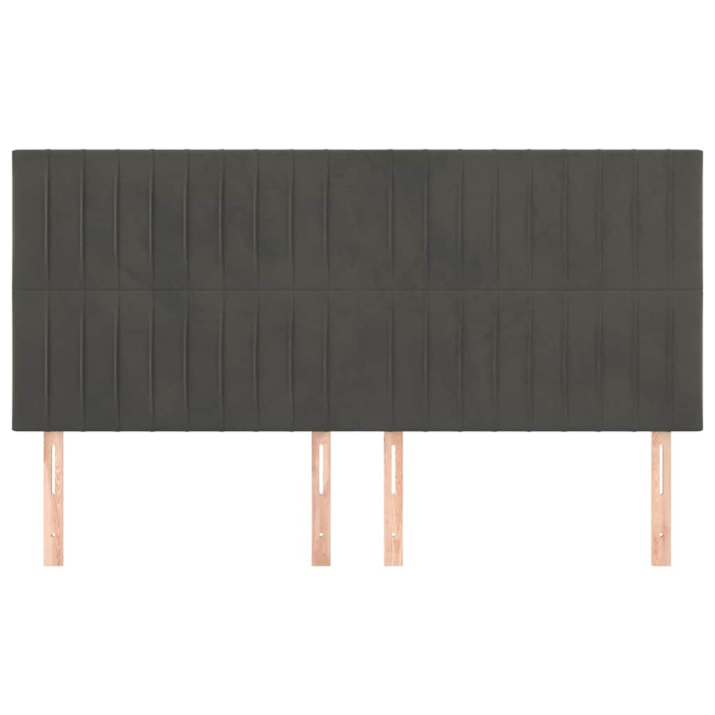 sötétszürke bársony fejtámla 160x5x118/128 cm