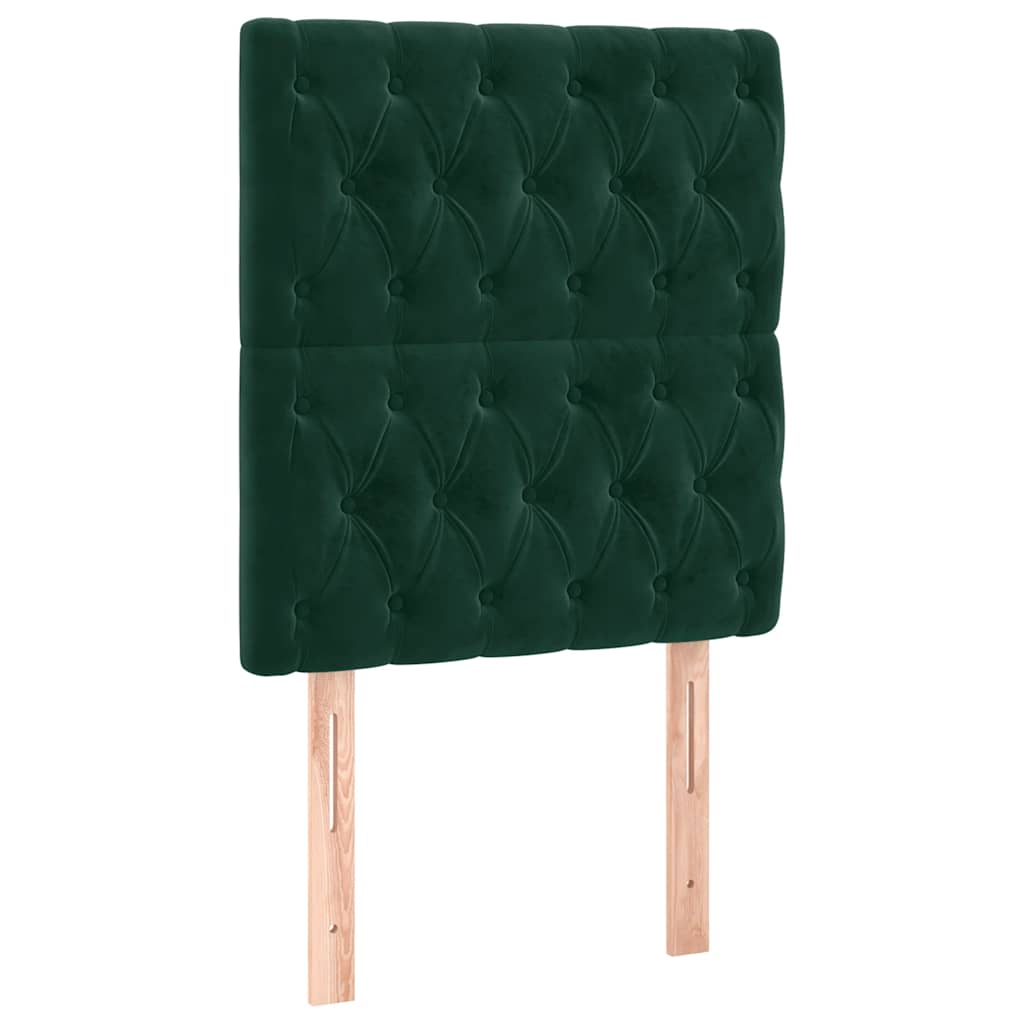 sötétzöld bársony fejtámla 80x7x118/128 cm