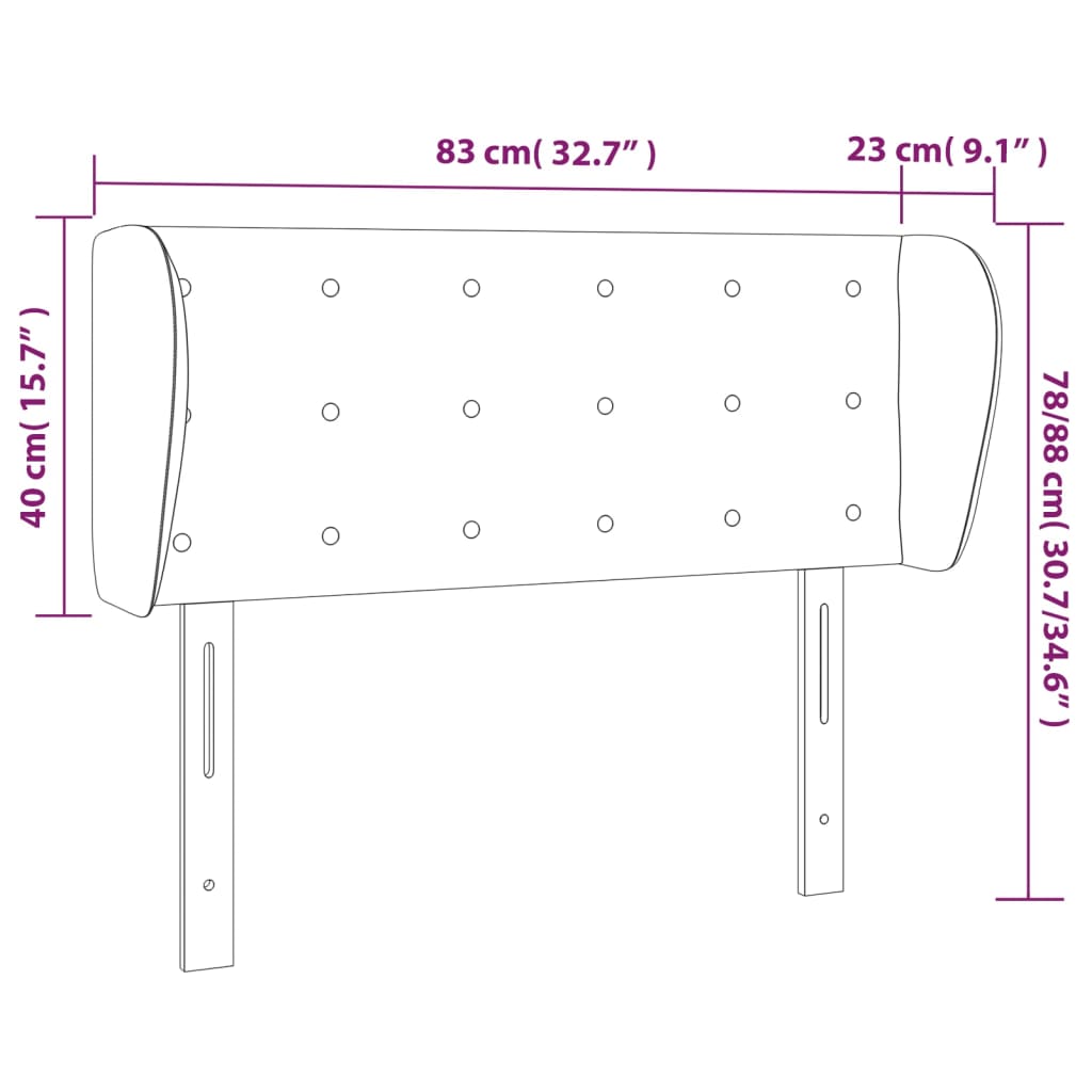 sötétszürke szövet fejtámla szárnyakkal 83x23x78/88 cm
