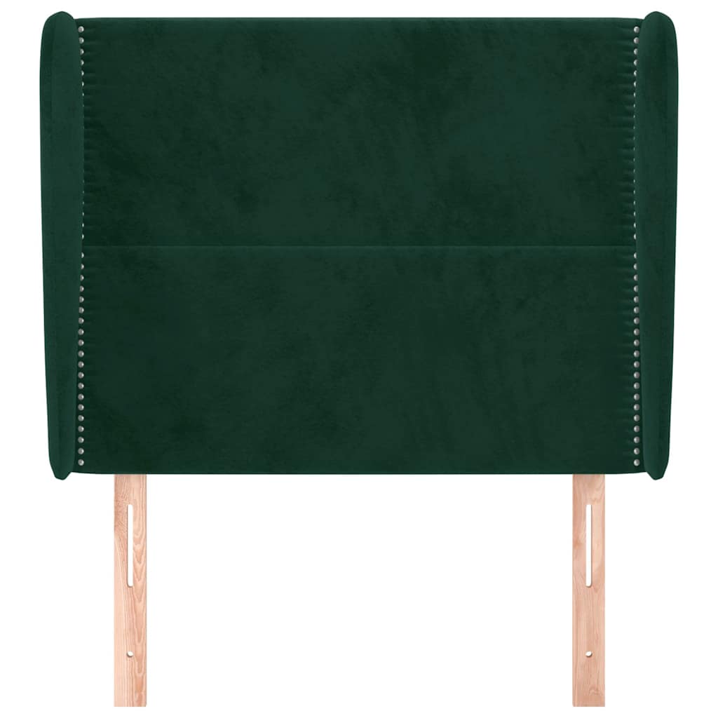 sötétzöld bársony fejtámla szárnyakkal 93 x 23 x 118/128 cm