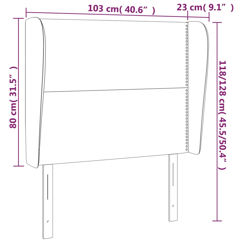 fehér műbőr fejtámla szárnyakkal 103x23x118/128 cm