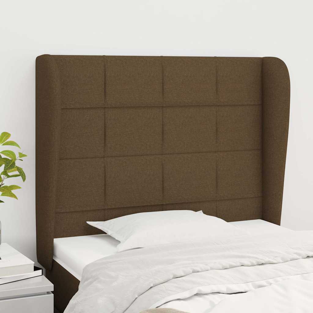 sötétbarna szövet fejtámla szárnyakkal 83 x 23 x 118/128 cm
