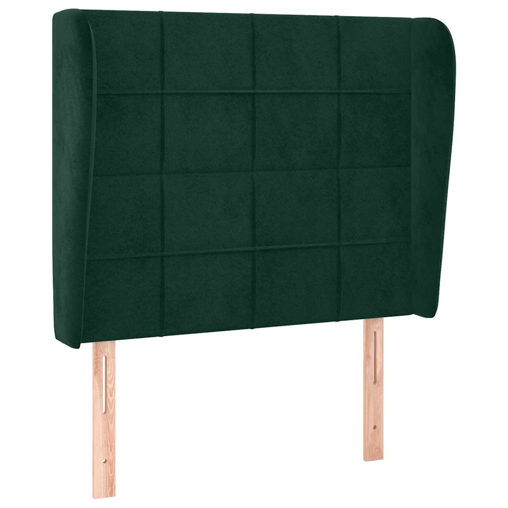 sötétzöld bársony fejtámla szárnyakkal 93 x 23 x 118/128 cm