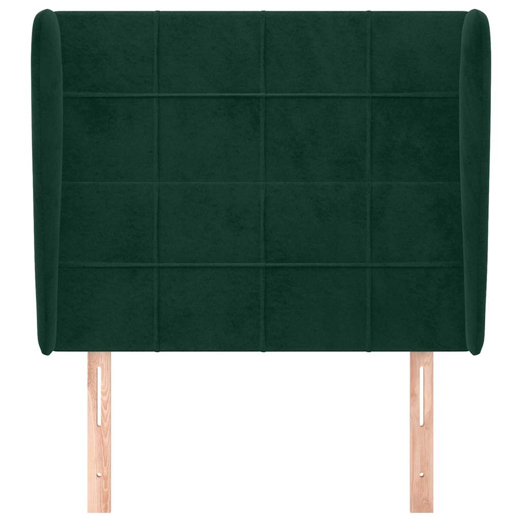 sötétzöld bársony fejtámla szárnyakkal 93 x 23 x 118/128 cm