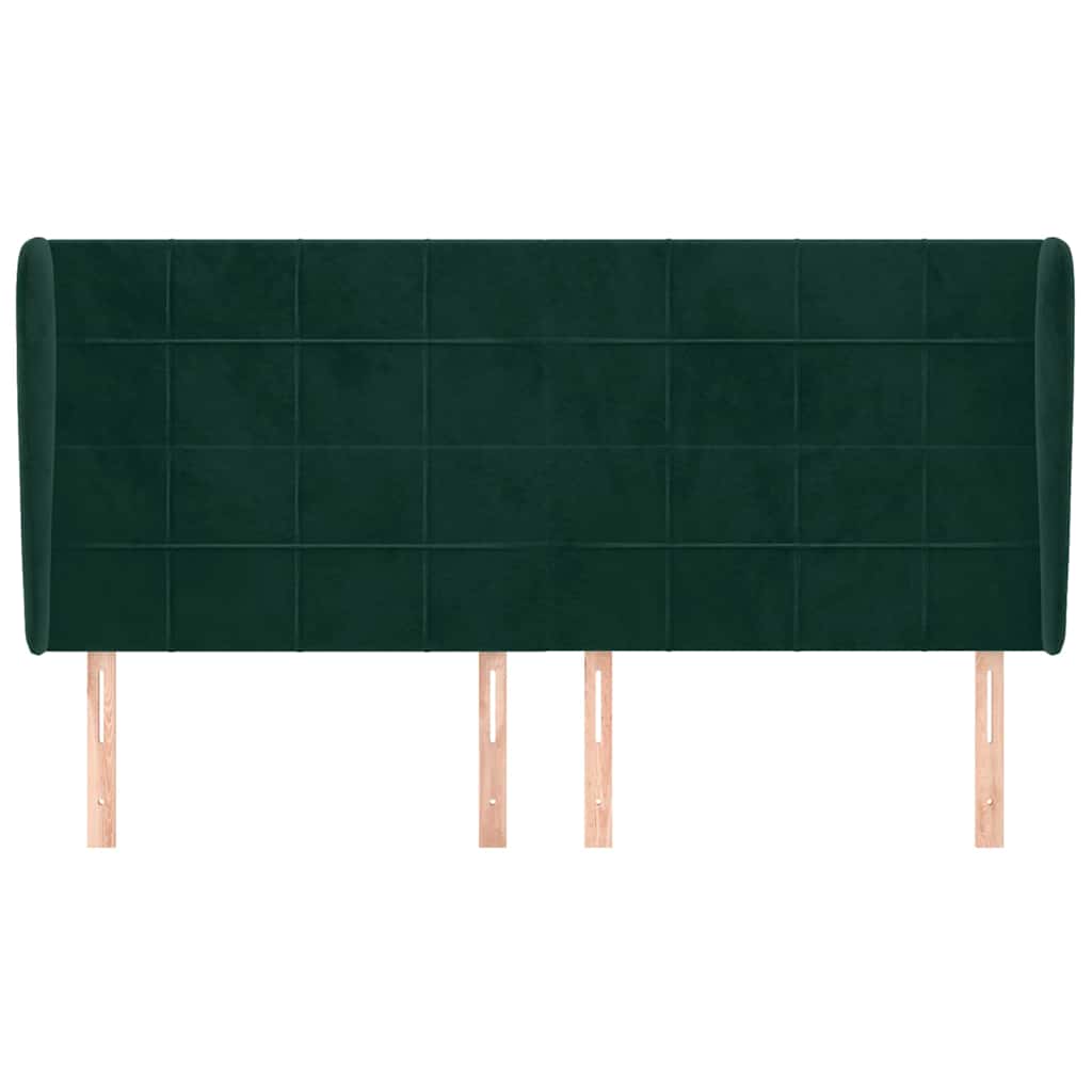 sötétzöld bársony fejtámla szárnyakkal203x23x118/128 cm