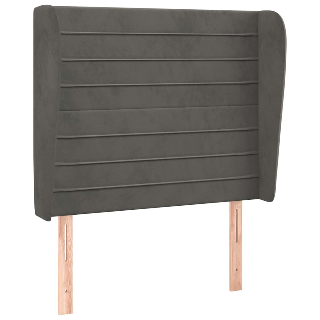 sötétszürke bársony fejtámla szárnyakkal 83 x 23 x 118/128 cm