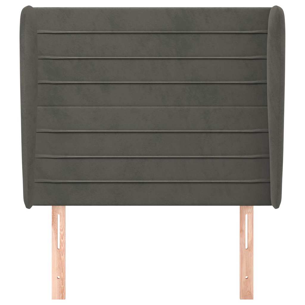 sötétszürke bársony fejtámla szárnyakkal 83 x 23 x 118/128 cm
