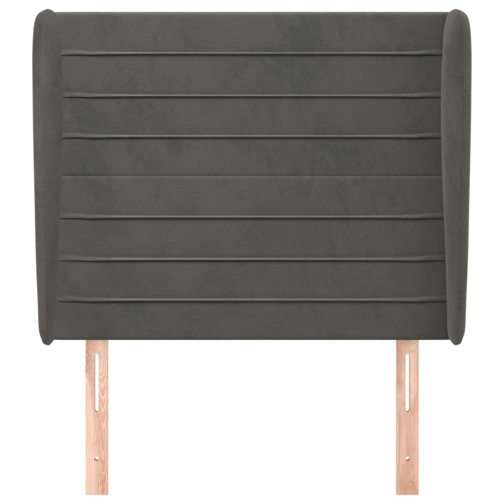 sötétszürke bársony fejtámla szárnyakkal 93 x 23 x 118/128 cm