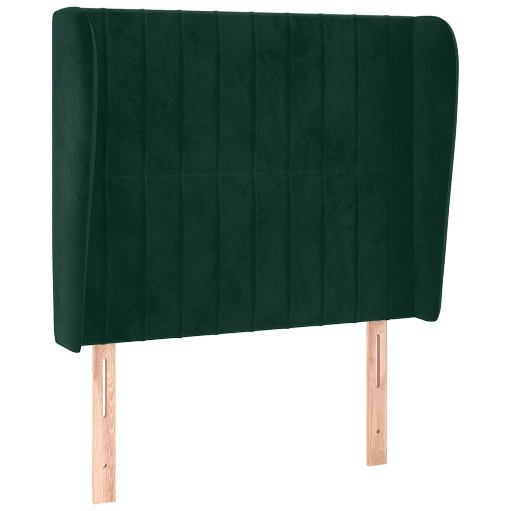 sötétzöld bársony fejtámla szárnyakkal 93 x 23 x 118/128 cm