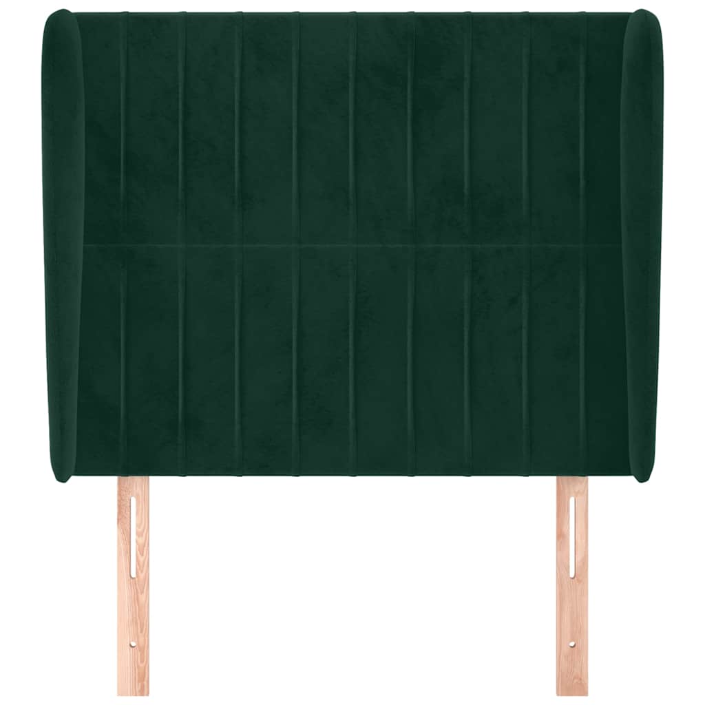 sötétzöld bársony fejtámla szárnyakkal 93 x 23 x 118/128 cm