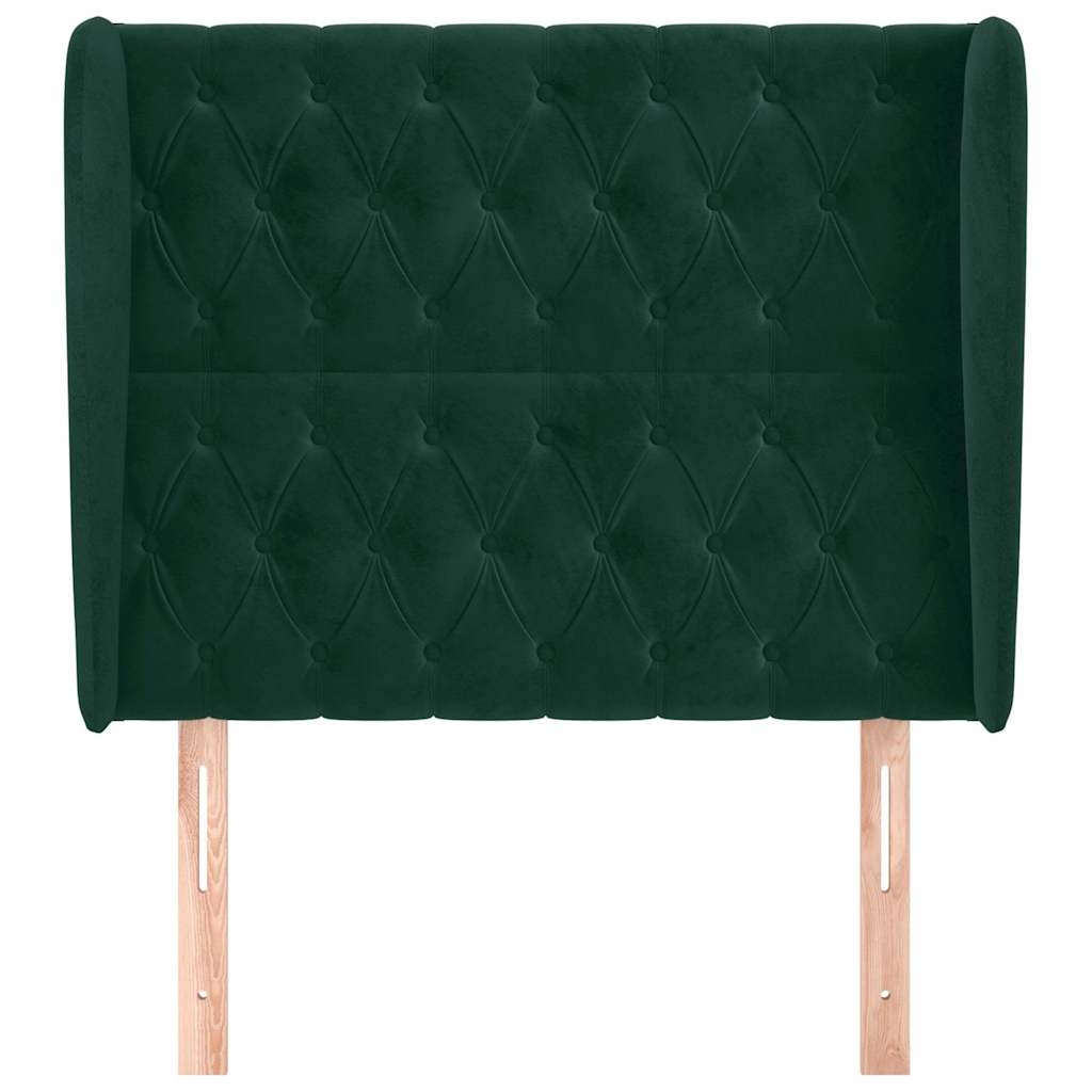sötétzöld bársony fejtámla szárnyakkal 93 x 23 x 118/128 cm