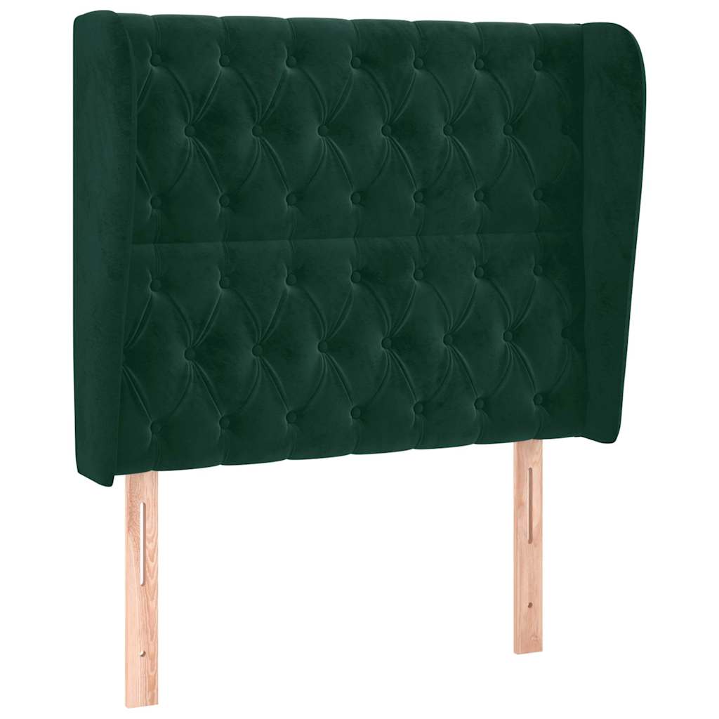 sötétzöld bársony fejtámla szárnyakkal 103 x 23 x 118/128 cm