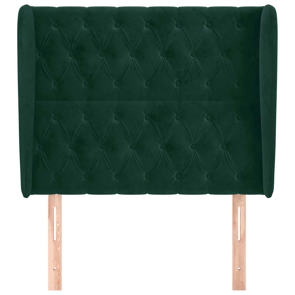 sötétzöld bársony fejtámla szárnyakkal 103 x 23 x 118/128 cm