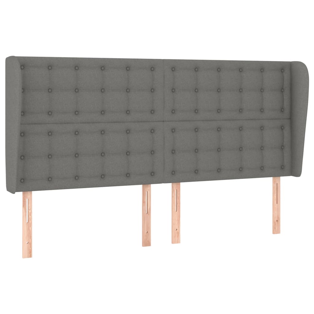sötétszürke szövet fejtámla szárnyakkal 183x23x118/128 cm