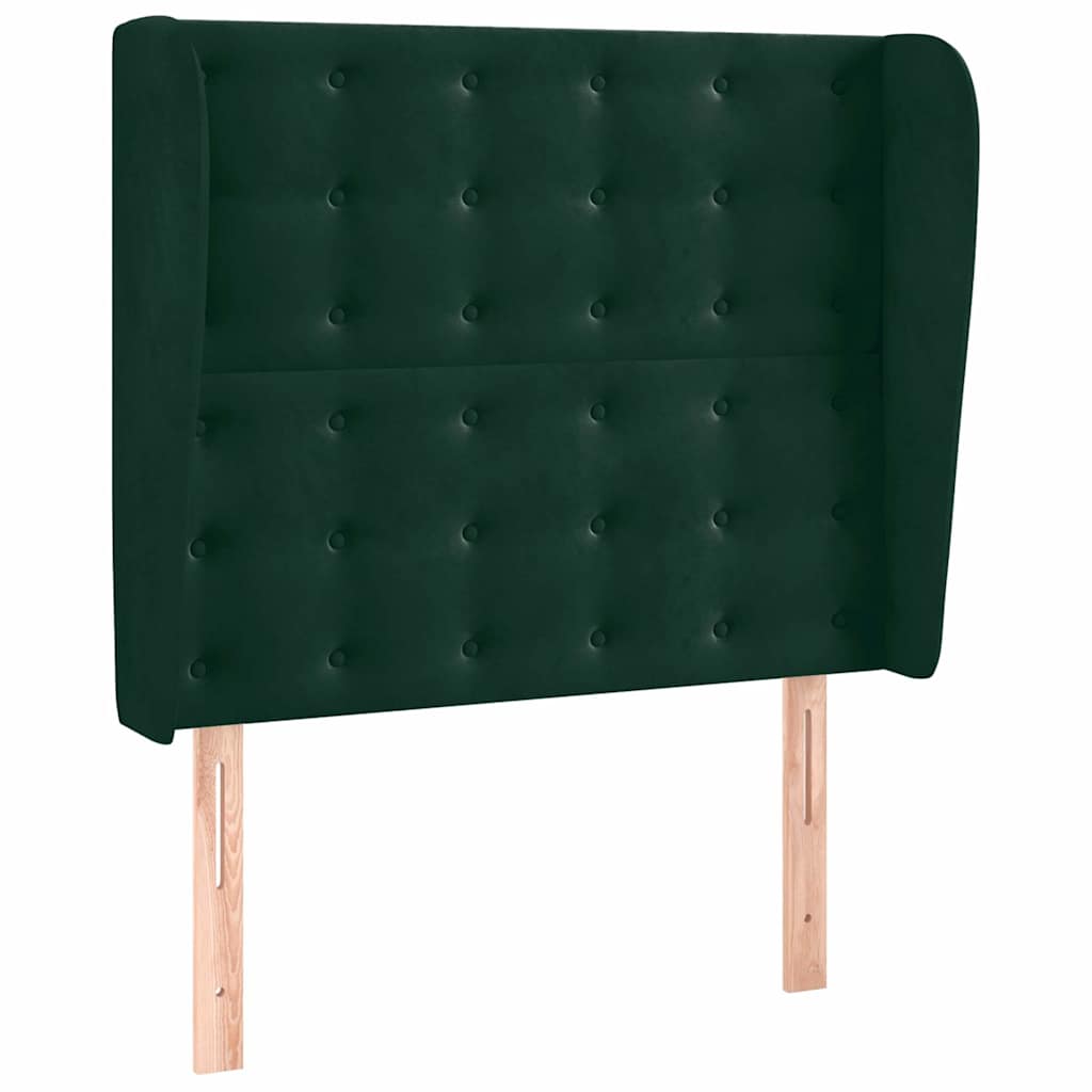 sötétzöld bársony fejtámla szárnyakkal 83 x 23 x 118/128 cm