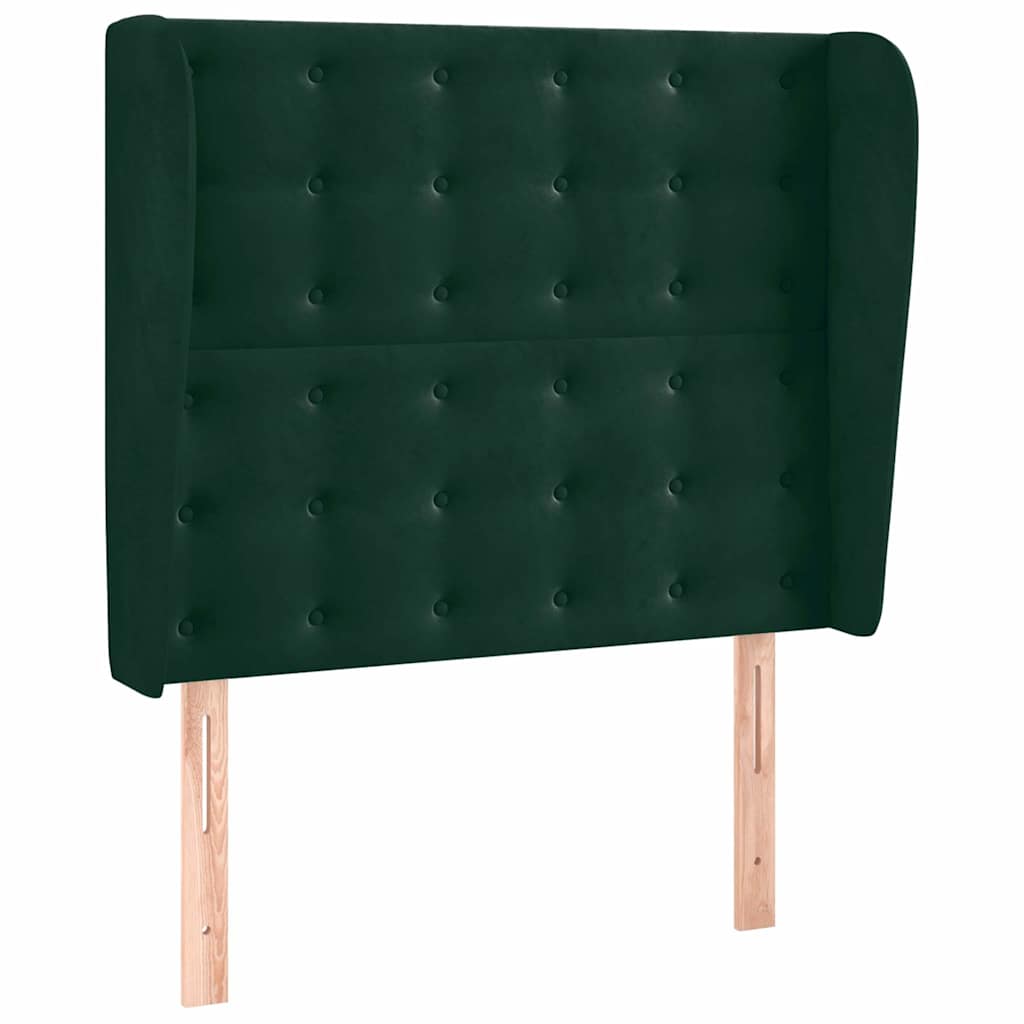 sötétzöld bársony fejtámla szárnyakkal 103 x 23 x 118/128 cm