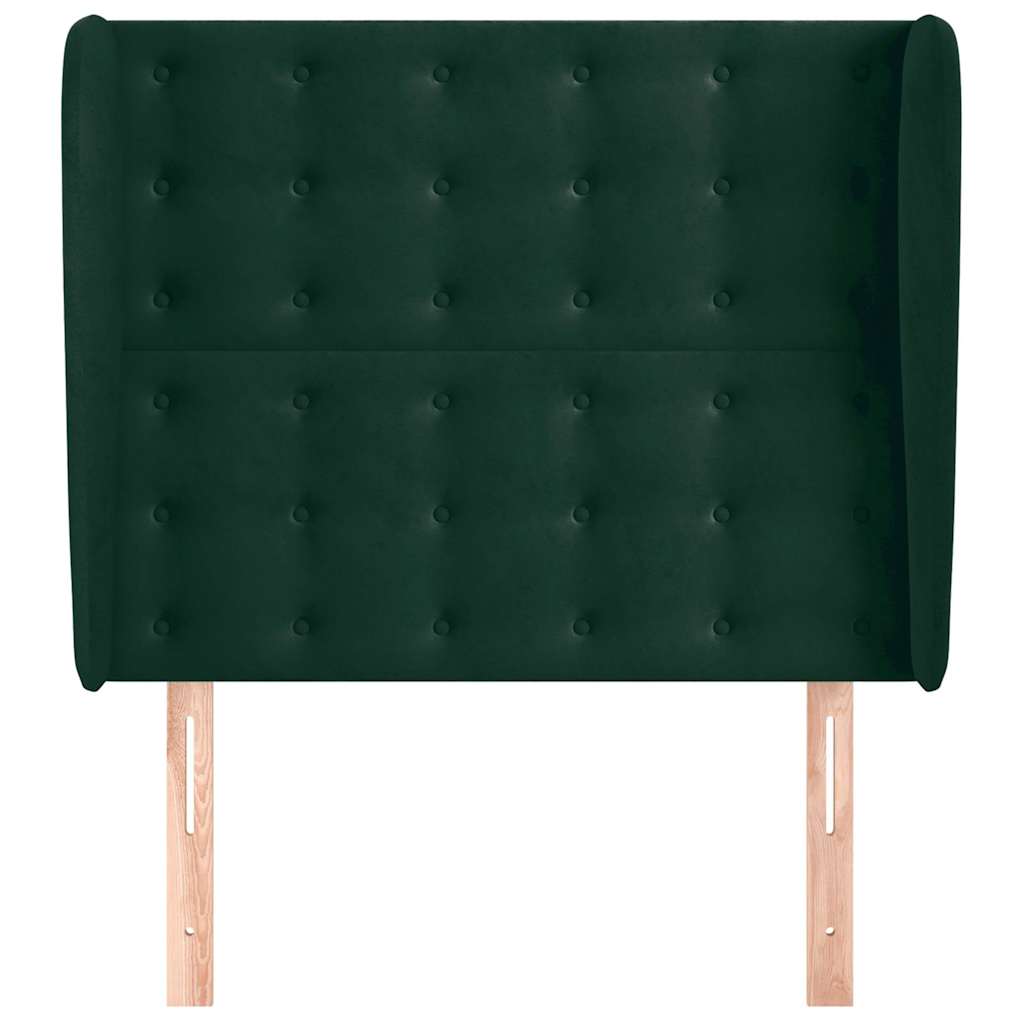 sötétzöld bársony fejtámla szárnyakkal 103 x 23 x 118/128 cm