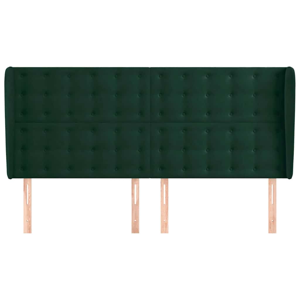sötétzöld bársony fejtámla szárnyakkal203x23x118/128 cm