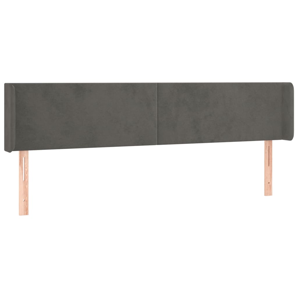 sötétszürke bársony szárnyas fejtámla 183x16x78/88 cm